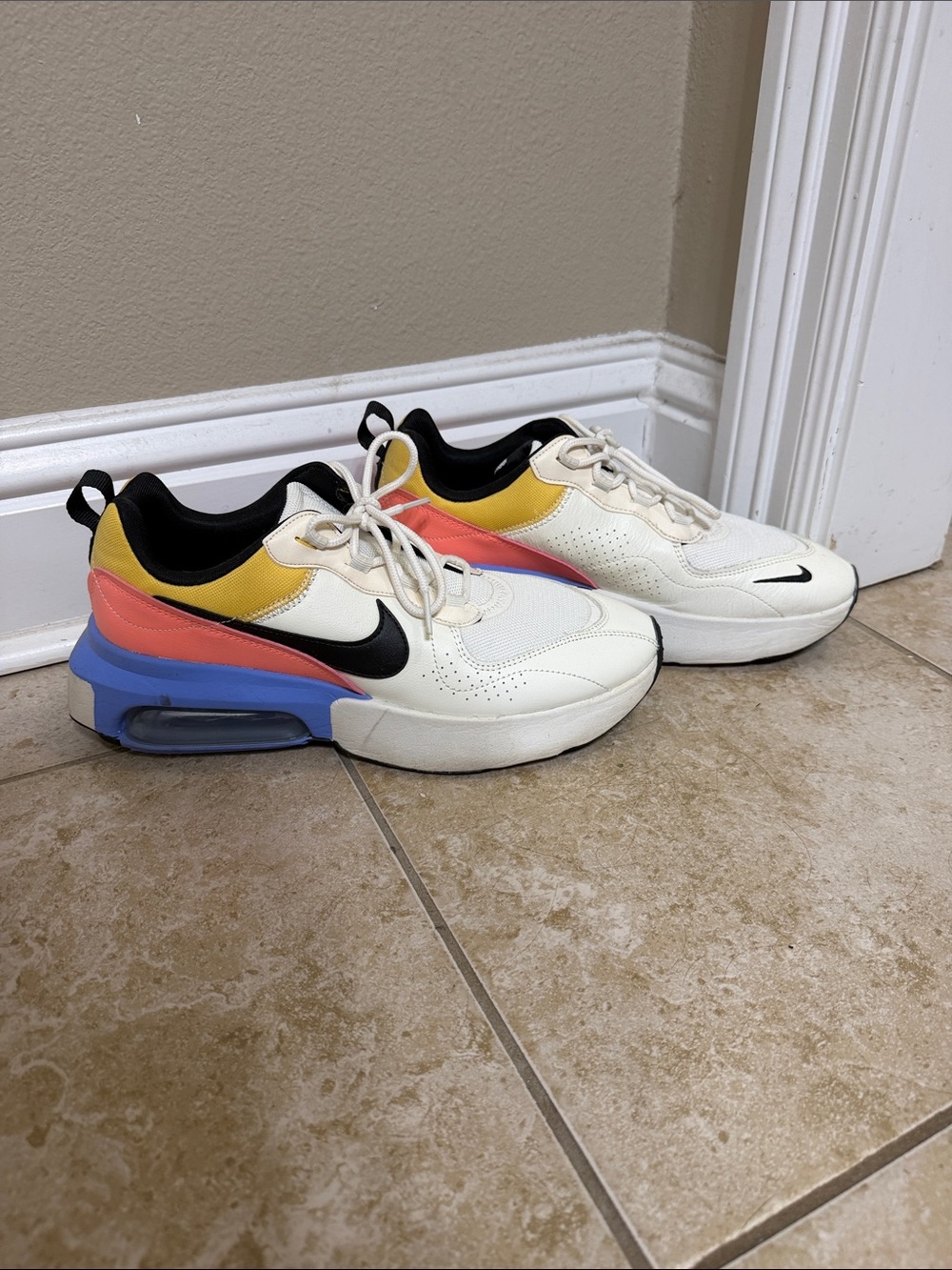Nike Air Max Style Colorblock Sneakers - White with Black, Yellow, Coral & Blue